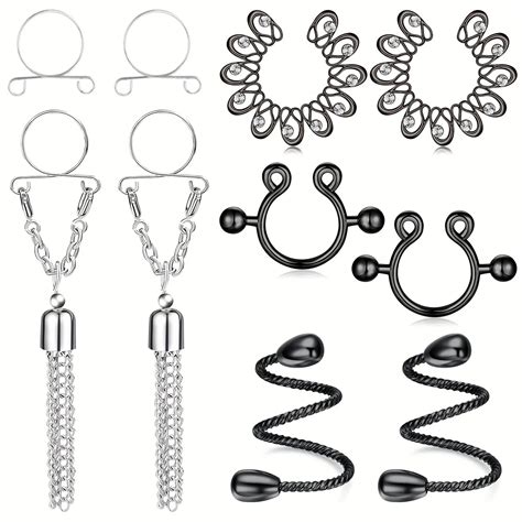 clip on nipple rings|Clip On Fake Nipple Ring Set .